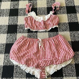 Reformation Romee Cropped Top Red - Size M